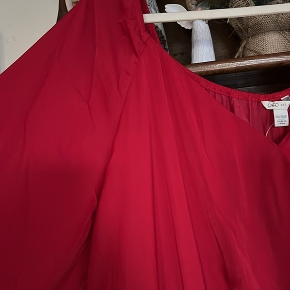 CATO Mystic Moon Jester Solid Red Cross Front Tiered Dress, Size 26/28, NWT. - Picture 7 of 10